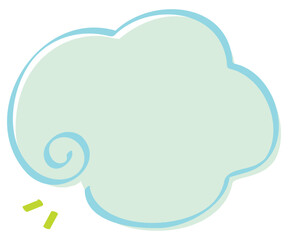 手描き筆タッチのくるりん雲フレーム/ブルーライン