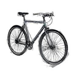Stylish Gray Bicycle Isolated on White Background with Artistic Brush Strokes