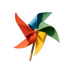 Childhood nostalgia, colorful pinwheel isolated on white background