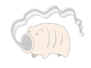 Illustration of a pig-shaped mosquito coil holder