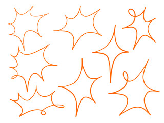 Hand Drawn Starburst Spark Collection. A collection of hand drawn starburst sparks with flowing loops irregular points and sharp edges. Perfect for digital art posters crafts and prints