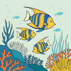 seamless pattern with fishes