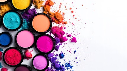 Vibrant Colorful Makeup Powder Palette Swatches