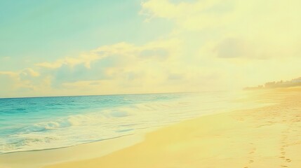 Serene Beach Sunset Ocean Waves Sandy Shore Summer Vacation