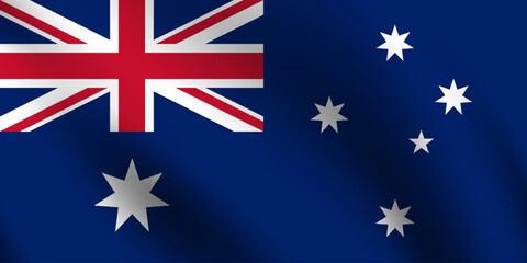 Flag of Australia. Australia flag official colors and proportion digital vector illustration. Wavy flag.