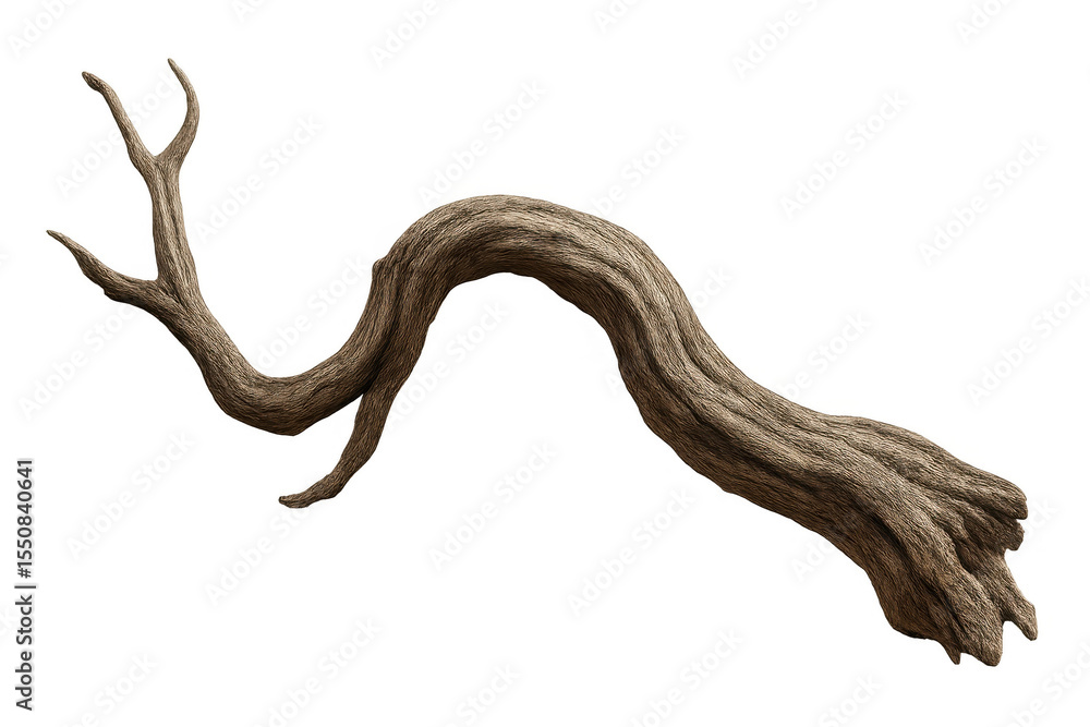 Poster isolated gnarled branch with transparent background, ideal for adding a touch of nature to designs