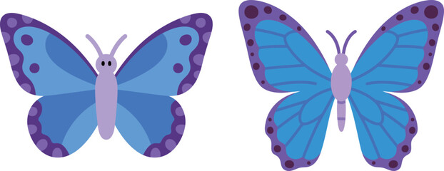 Blue and Purple Butterflies with Spotted Wings
