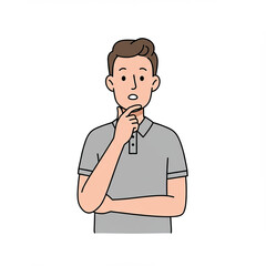 Thinking man, surprised expression, illustration