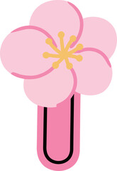 Pink Flower with Stem and Yellow Center