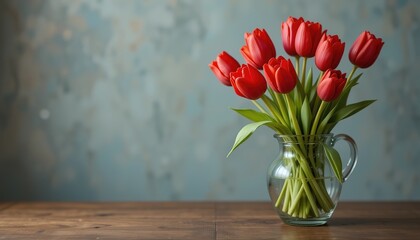 Elegant Red Tulips in Vase - Floral Still Life