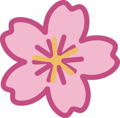 Pink Cherry Blossom Flower with Delicate Petals and Yellow Center