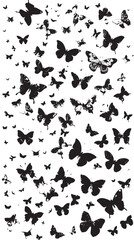 Set Mega Collection Bundle pretty Butterfly butterflies , black silhouettes isolated on white background