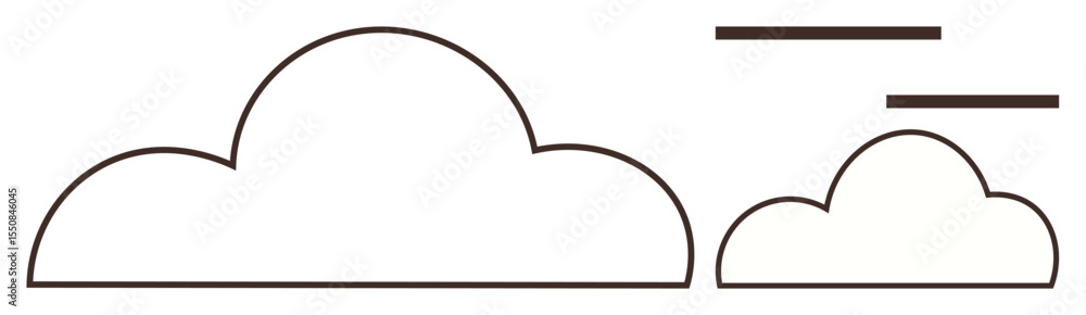 Poster outline of two smooth clouds paired with horizontal lines suggesting wind movement. ideal for concep