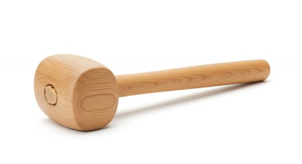 Wooden mallet isolated on white background
