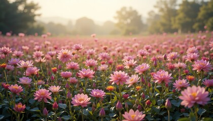 Obraz premium A Field of Tuberose Flowers, Sunlight & Beauty