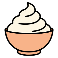whipped cream on a bowl flat color vector illustration template design