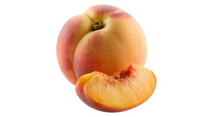 A peach and a slice of peach