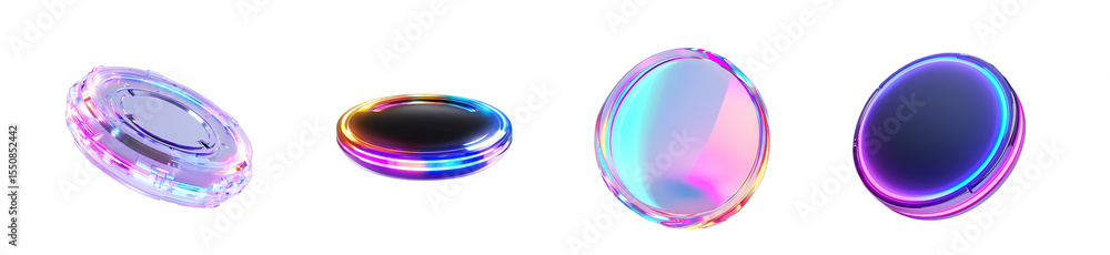 Poster multicolored circular forms isolated on transparent background