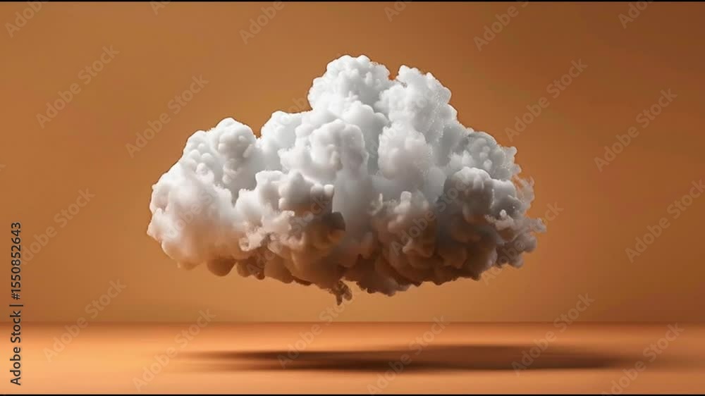 Poster fluffy white clouds floating in serene dreamy background with soft textures and warm tones