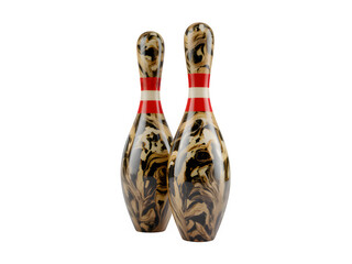 Two bowling pin on transparent background. Generated with AI
