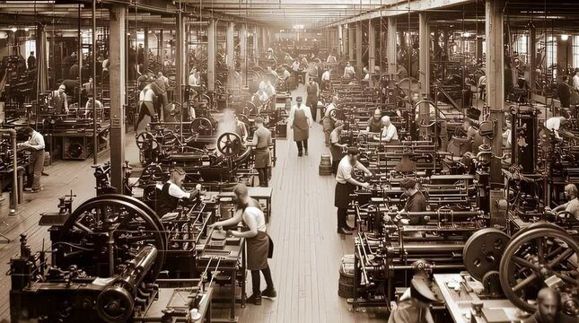 old vintage sepia photo of 19th century Industrial revolution	