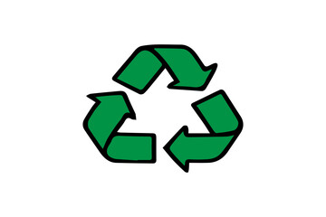 The image is a classic recycling symbol, a universal icon for environmental responsibility
