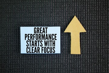 Quote or words of inspiration and motivation Great performance starts with clear focus. original...