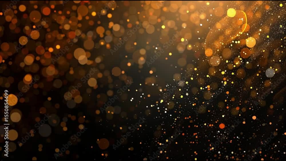 Poster mesmerizing abstract background with shimmering golden and orange bokeh lights, creating warm and fe