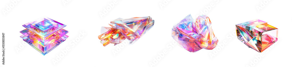 Poster abstract geometric forms with vibrant colors. isolated on transparent background