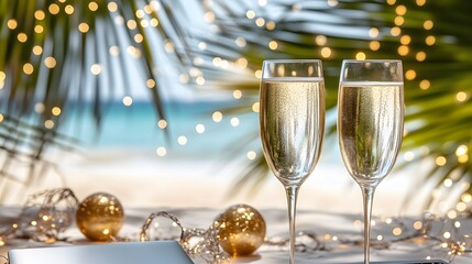 Tropical New Year Celebration Champagne Beach