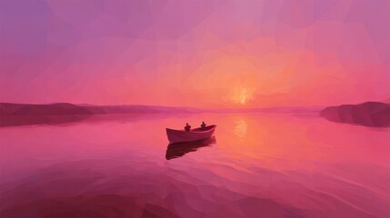 Obraz premium Serene sunset over a tranquil body of water.