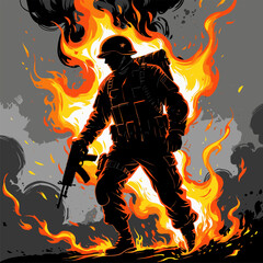 vector image of fiery soldiers for design needs