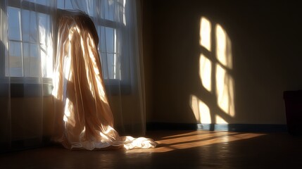 Atmospheric window lighting creating dramatic shadow patterns