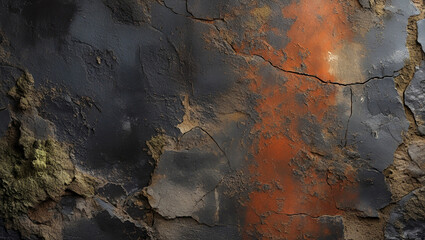 Grungy Textured Wall with Peeling Paint and Rust Tones