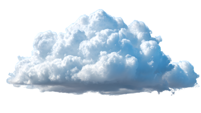 A stunning sky of fluffy white clouds and bright blue atmosphere reflects on an iceberg in the winter sea