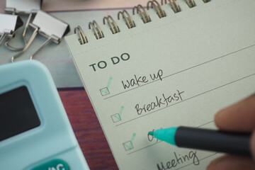 Organizing daily tasks in a to-do list notebook