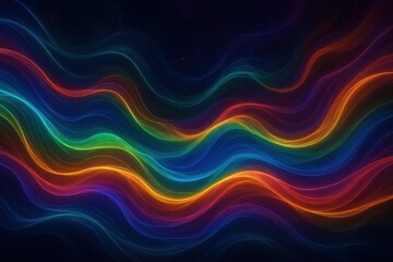 Obraz premium Quantum energy waves with prismatic rainbow colors flowing through space-time continuum