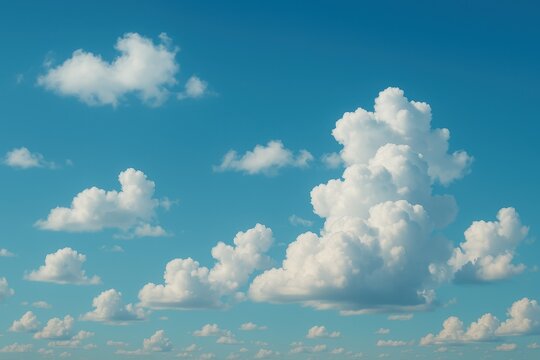 Fototapeta Pristine white clouds floating in brilliant blue sky