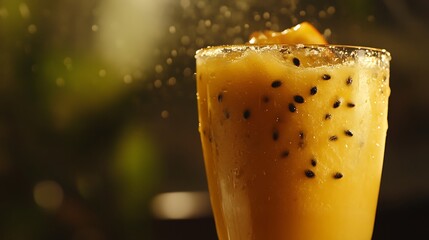 Preparing Fresh Fruit Drink with Black Seeds and Iced Rim