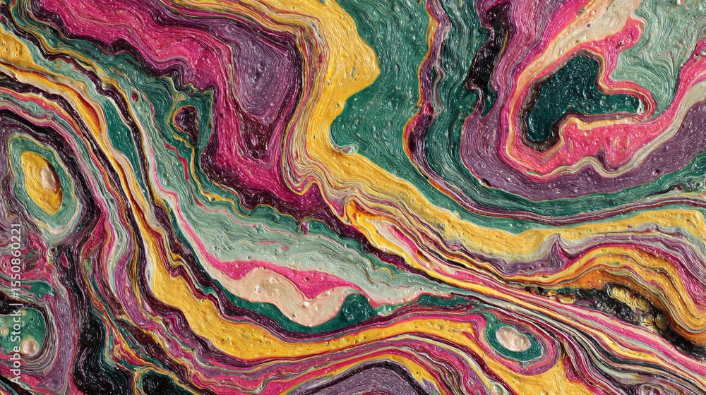 Aufkleber vibrant close up of melted plastic sheet creating colorful swirling patterns with dynamic texture.