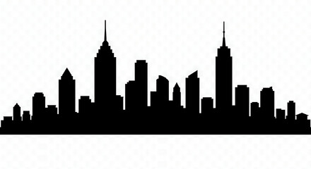 Fototapeta premium Flat Cityscape Silhouette at Sunset