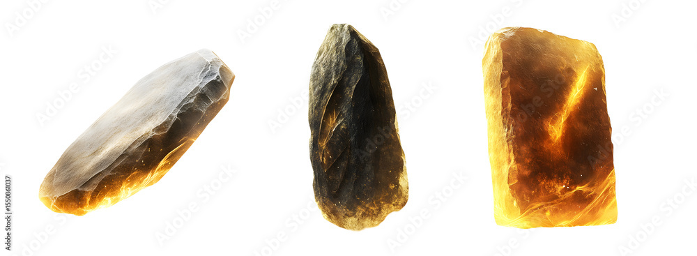 Aufkleber set of stones of different shapes and colors. isolated on transparent background