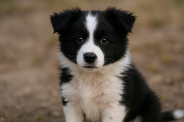 Fototapeta premium Adorable Border Collie Puppy With Intelligent Expression And Beautiful Coat Markings