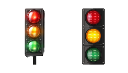 Realistic Traffic Light Set with Red, Yellow, and Green Signal Lights