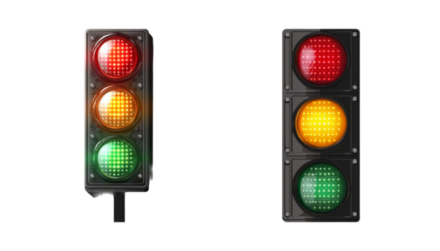 Realistic Traffic Light Set with Red, Yellow, and Green Signal Lights