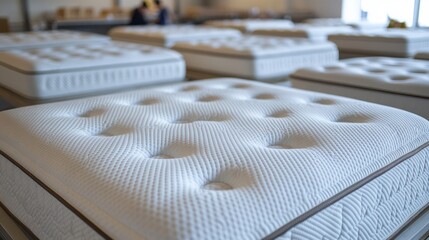 Fototapeta premium Closeup of white mattresses