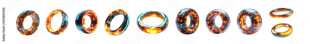 Poster abstract design of multiple rings. isolated on transparent background