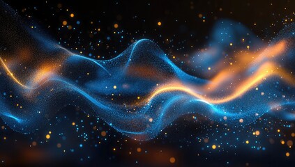 Obraz premium Abstract digital waves of glowing particles