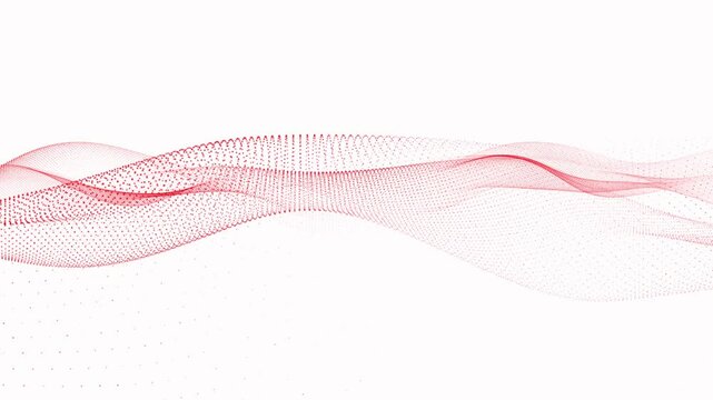 Abstract network digital wave  of red particles. Futuristic  point wave.polygonal  Technology white background . illustration