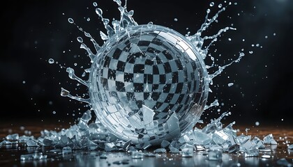 Splashing Water on a Disco Ball Causes it to Shatter into Pieces